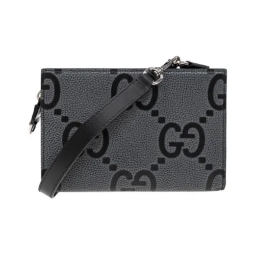 GUCCI Jumbo GG Телячья кожа Сумка через плечо Сумка на плечо Мини Мужская Темно-серый