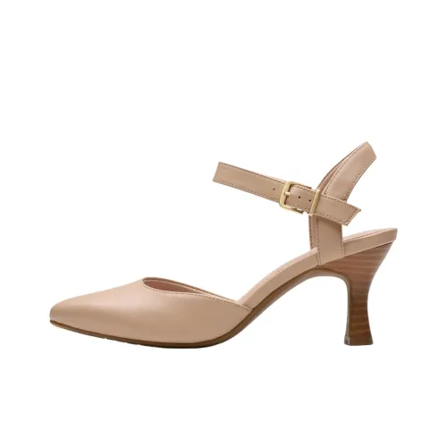 Clarks Kataleyna Cora Грубый каблук Высокие каблуки 7 см Женские Бежевый