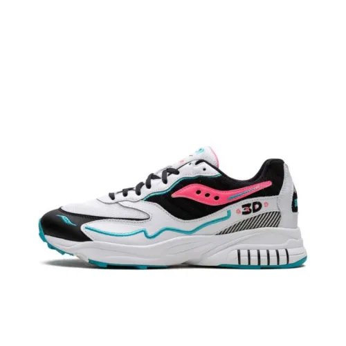 Saucony 3D Grid Hurricane Slip-Resistant Abrasion-Resistant Low-Top Беговые кроссовки Мужские Белый Синий Красный