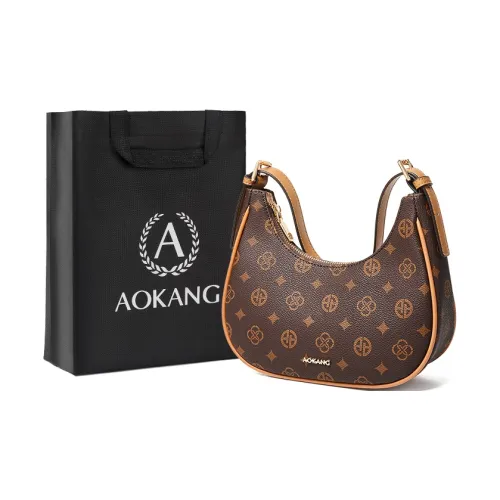 AOKANG Сумка через плечо из ПВХ среднего размера женская кофейного экрю цвета