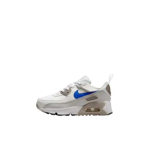 Nike Air Max 90 EasyOn Детская беговая обувь Низкий топ Белый Серый Синий Для дошкольников