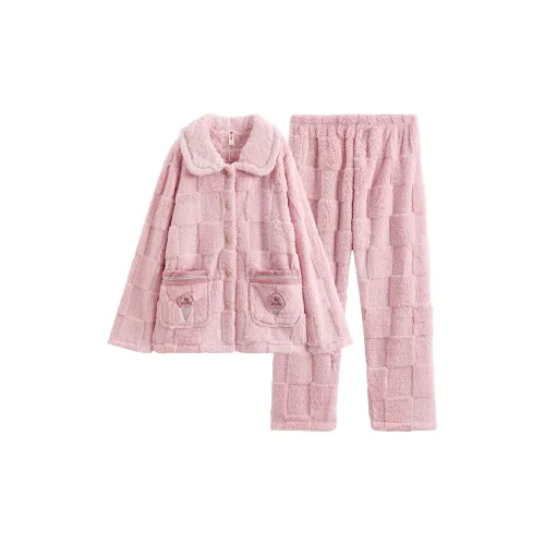 FENTENG Пижамный комплект женский цвет вишневый цветок розовый