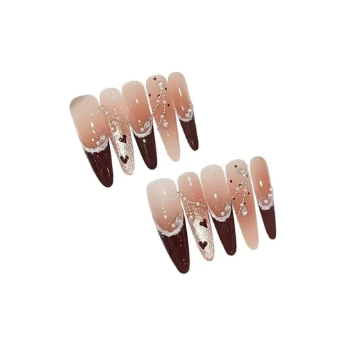 LIANJING Кошка's Eye Diagonal Стразы Украшенный Длинный Тема Фальшивая Погоня 40 мм Заостренный Тип Розовый Градиентный Французский