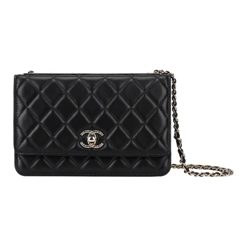 CHANEL WOCTrendy CC Кожа Сумка с клапаном Маленькая квадратная сумка Сумка через плечо Женская Черная