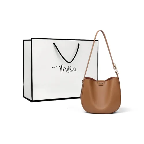 MILLIE'S Корова Кожа Ведрообразная Сумка Сумка через плечо Стандартная Женская Винтаж Коричневая