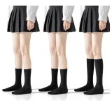 [Носки Crew 24 см x 2 + Носки до икры 32 см] Черный, 3 упаковки