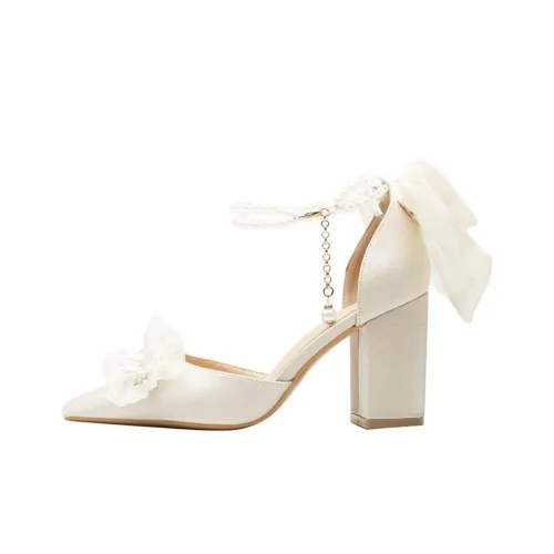 WOXXXN Грубый каблук Высокие каблуки 6 см Женские Экрю