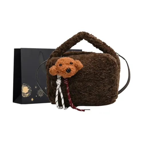 Yi Brigade ПУ (полиуретан) с плюшевым плечевым сумкой сумка обычная женская хаки кофейный