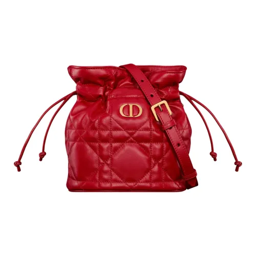 DIOR Miss Caro Sheepskin Корова Кожа Ведрообразная Сумка Плечевая Сумка Мини Женская Гранат Красный
