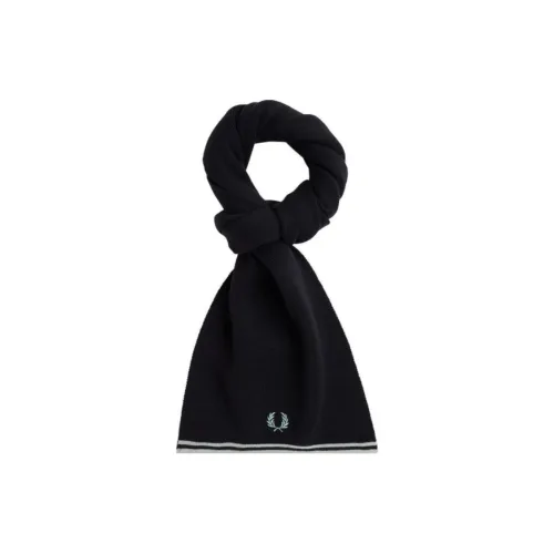 FRED PERRY Мериносовая шерсть Вязаные шарфы Унисекс Морской синий Серебристый синий