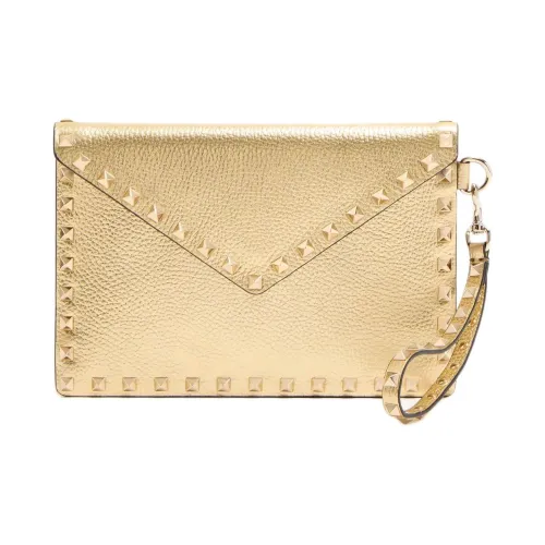 Valentino Rockstud Рельефная Телячья Кожа Клатч Женский Антикварный Латунь