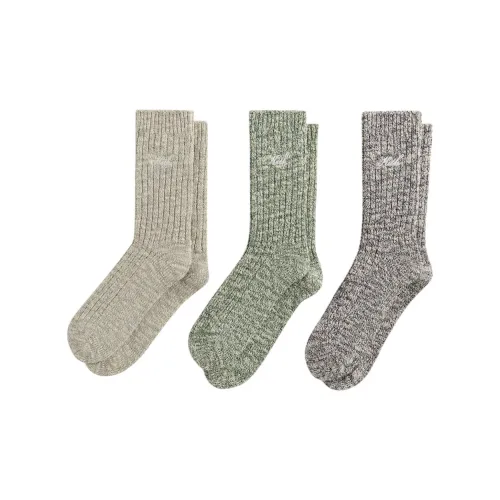 KITH Collaboration 3 Pack Beige+Green+Gray Men's MID Shin Носки