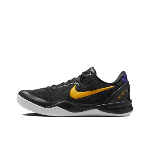 Nike Kobe 8 Low Топ Баскетбольные Кроссовки Унисекс Черный Фиолетовый Желтый