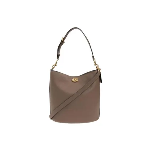 COACH Willow Зернистая текстура кожа кожа ведрообразная сумка портативная сумка через плечо большая женская коричневый