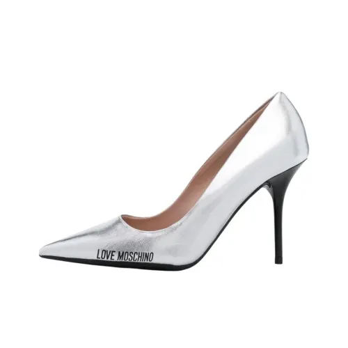 LOVE MOSCHINO Узкий каблук Высокие каблуки 9 см Женские Серебряный