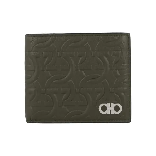 FERRAGAMO GANCINI Телячья кожа Кошелек Мужской Армейский зеленый