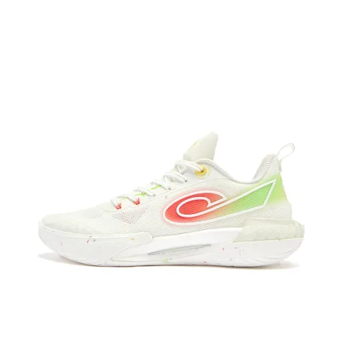 QIAODAN Spike 8 PRO Slip-resistant Abrasion-resistant Rebound-resistant Low-top Basketball Shoes Men's White Orange QIAODAN Spike 8 PRO Противоскользящие Износостойкие Отскоковые Низкие Баскетбольные Кроссовки Мужские Белый Оранжевый