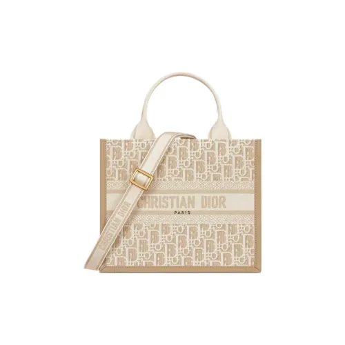 DIOR BookTote Хлопок Тоут Сумка Сумка для покупок Сумка на плечо Сумка Маленькая Женская Естественная