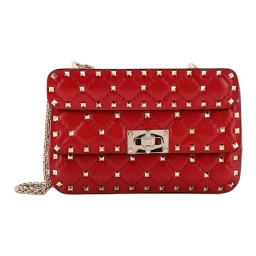 Valentino ROCKSTUD SPIKE Кожа Одно плечо Сумка Маленькая Женская Красная