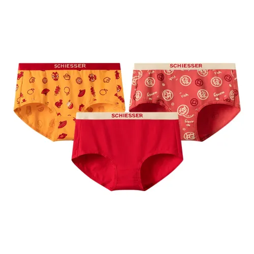 Shuya Красный+Желтый+Красный Женские Трусики-бикини