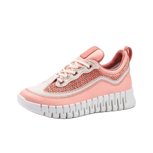 Ecco Smart Series Дышащий Низкий Топ Кроссовки с Толстой Подошвой Женские Оранжевый Розовый