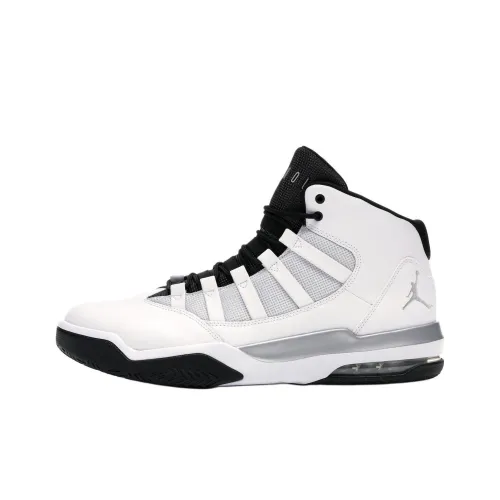Jordan Max Aura Slip-resistant Abrasion-resistant MID Топ Винтажные баскетбольные кроссовки Мужской Белый