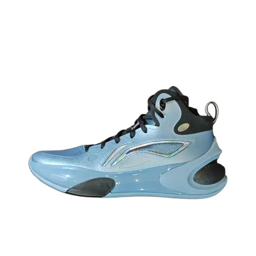 LiNing YuShuai 17 Амортизаторы Slip-resistant MID Топ Баскетбольные кроссовки Мужские Светло-синие
