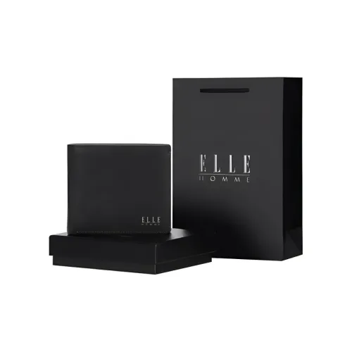 ELLE HOMME Деловой костюм из натуральной коровьей кожи кошелек маленький мужской черный