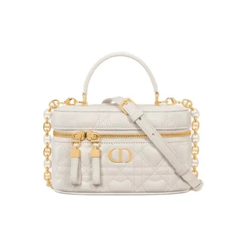 DIOR Caro Sheepskin One Shoulder Bag Mini Women's Milk White