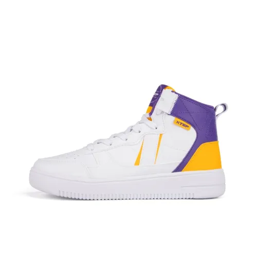 XTEP Термический противоскользящий дышащий высокий топ скейтборд обувь мужская белая фиолетовая желтая