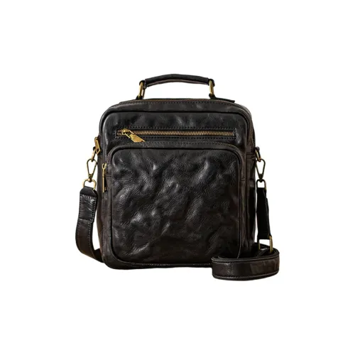 Back Step Сумка из коровьей кожи Мужская Черная Кофейная