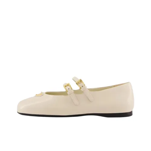 PRADA Туфли Mary Jane с плоской подошвой женские бежевые