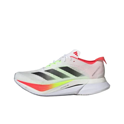Adidas Adizero Boston 12 Беговые кроссовки Низкий топ Белый Черный Красный Неоново-зеленый Унисекс
