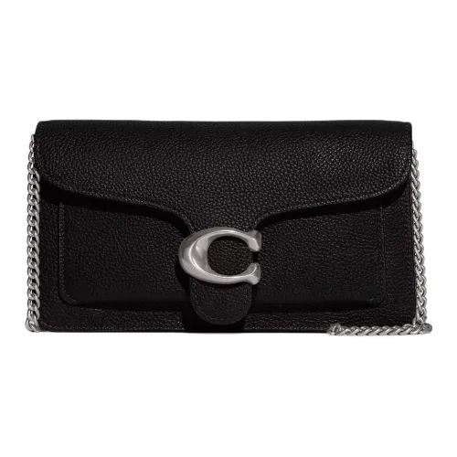 COACH Tabby Полированная кожа с галькой Сумка через плечо Маленькая Женская Черная