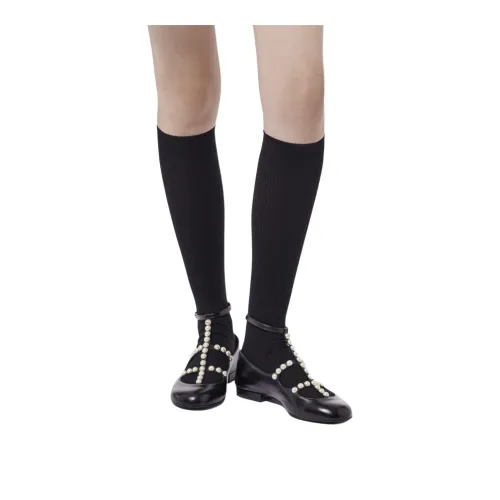 CHANEL Колено Высокие Носки Женские Черные