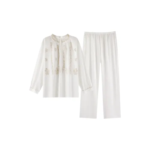 ZumashL Luxury Designer Series Пижамный комплект Женские Австралийские Белый Жемчужный