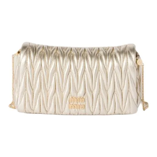 MIU MIU Matelassé Овечья шкура Сумка на плечо Мини Женские Желтый Лимонит