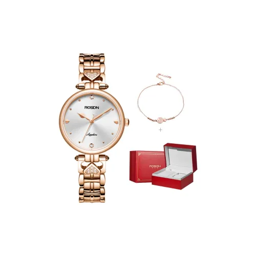 ROSDN Кварцевый механизм нержавеющая сталь ремешок часы женские белый циферблат