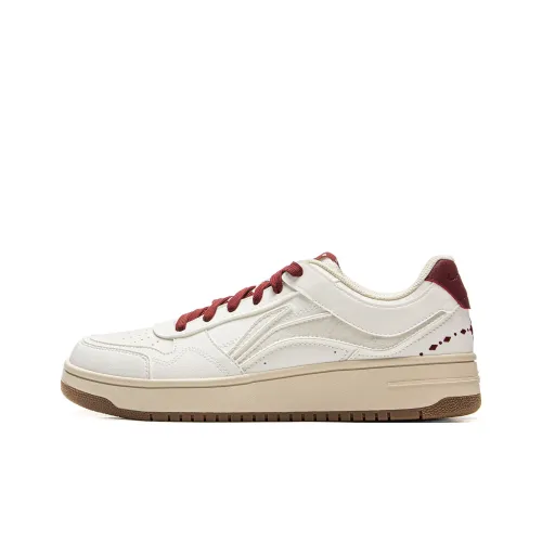 LiNing Tianji Slip-resistant Амортизация Устойчивость к износу Легкий Низкий Топ Скейтборд Кроссовки Мужские Белый Красный