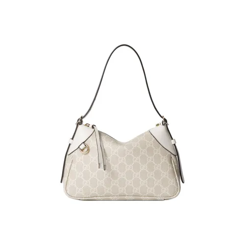 GUCCI GG Emblem Покрытый холст Сумка через плечо Маленькая Женская Экрю