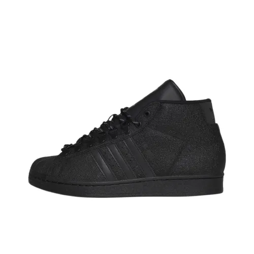 Adidas Originals Pro Model Slip-resistant Abrasion-resistant High Top Skateboard Shoes Men's Black Adidas Originals Pro Model Slip-resistant Abrasion-resistant Высокие Кроссовки для скейтбординга Мужские Черные