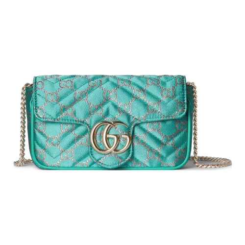 GUCCI GG Marmont Холст Плечевая сумка Extra Mini Женская Светло-синяя