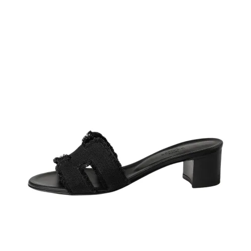 HERMES Oasis Шлепанцы 5 см Женские Черные