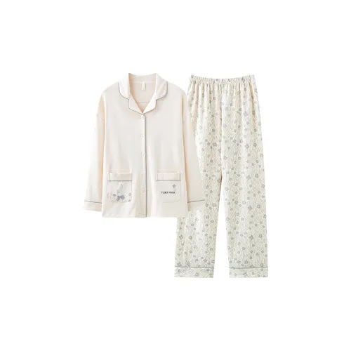 XIAFENYAN Пижамный комплект женский светло-желтый