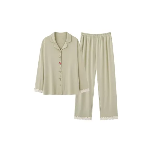XIAFENYAN Пижамный комплект женский зеленый