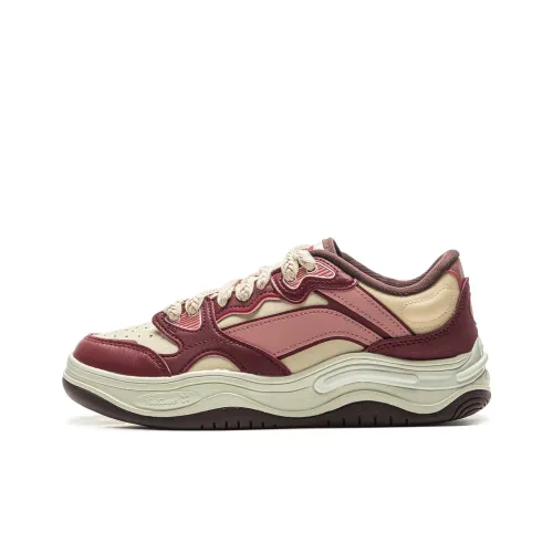 LiNing Future Flow Slip-resistant Abrasion-resistant Low Top Casual Women's Red Beige
