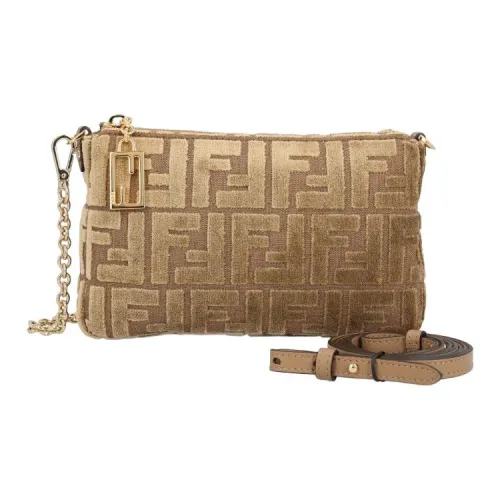 FENDI Бархат Клатч Женский Светлый Умбра