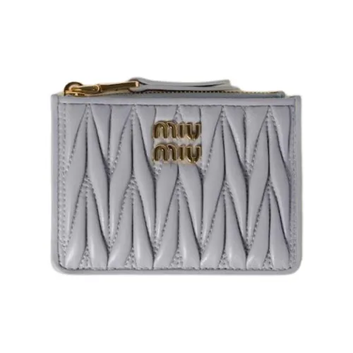MIU MIU Matelassé Кожа Держатель для карт Женский Жемчужно-серый