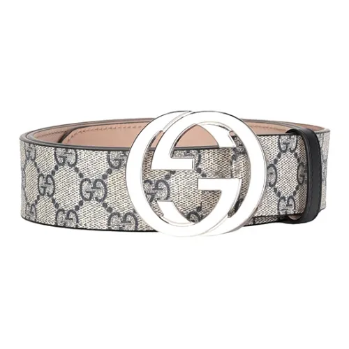 GUCCI Ремень из коровьей кожи Мужской Бежевый Синий Ширина 4CM