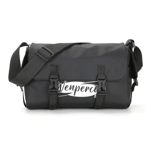 Wenpercy ПУ (полиуретан) Сумка через плечо Большая Унисекс Черная